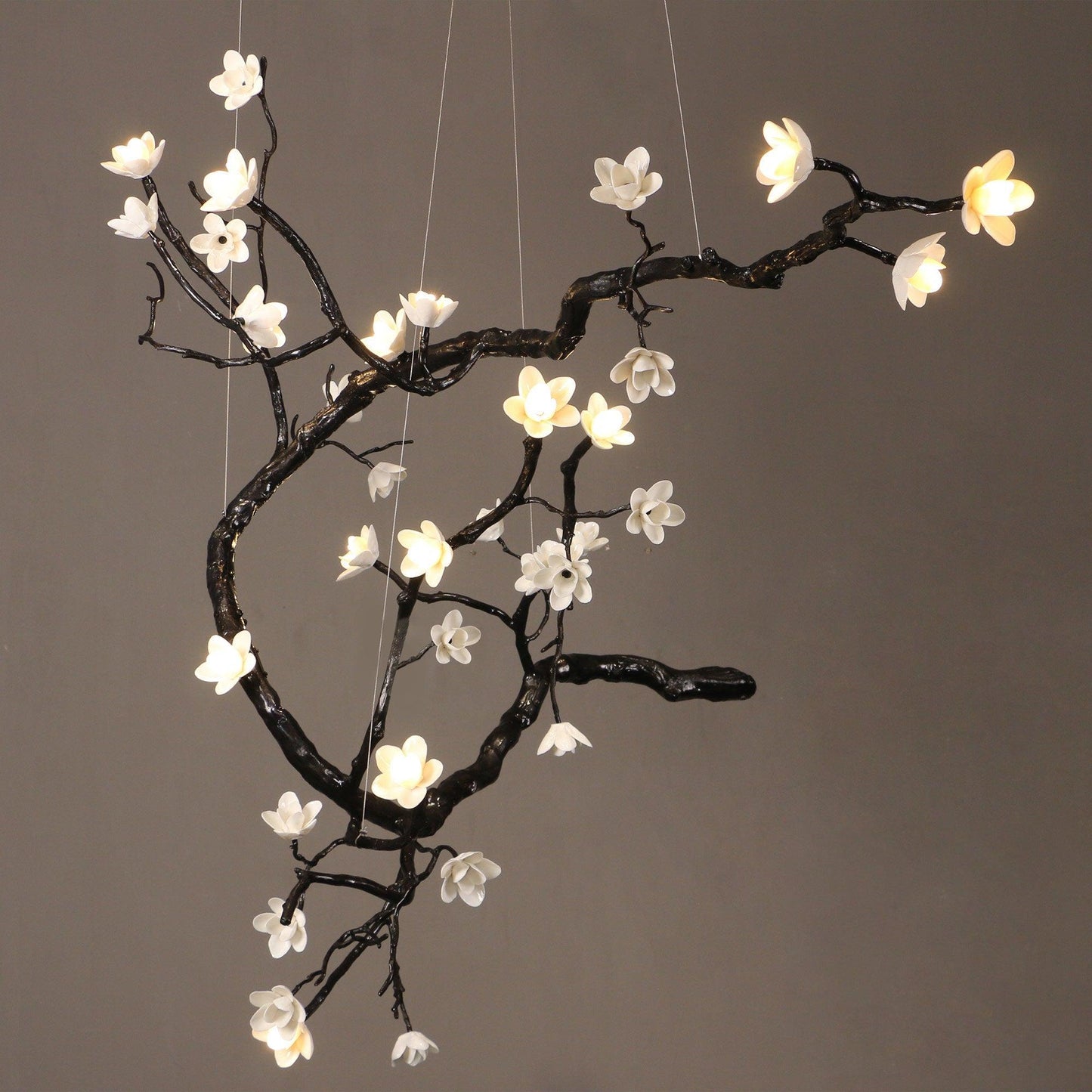 Elegant Branch Flower Chandelier - Adjustable Height, Soft Glow Lighti