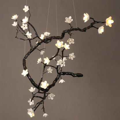 Elegant Branch Flower Chandelier - Adjustable Height, Soft Glow Lighti