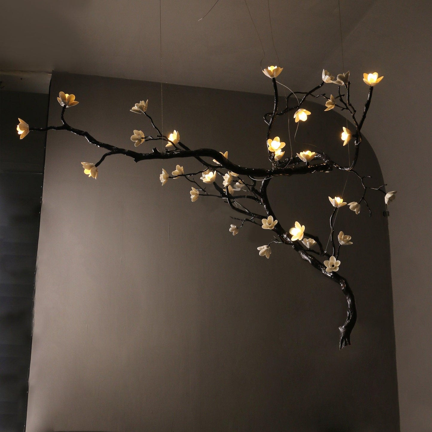 Elegant Branch Flower Chandelier - Adjustable Height, Soft Glow Lighti