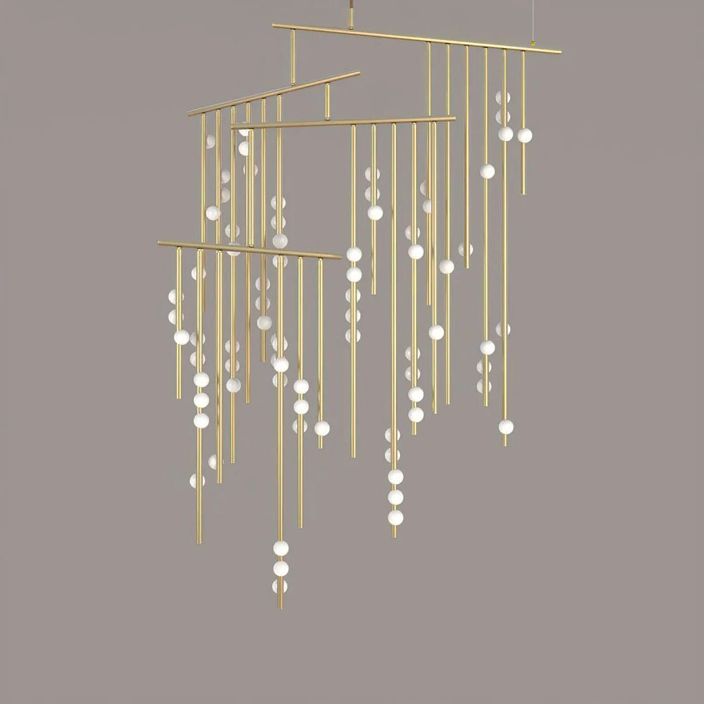 Elegant Brass Glass Drop Chandelier with Adjustable Height & LED Compa