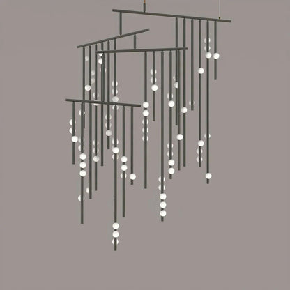 Elegant Brass Glass Drop Chandelier with Adjustable Height & LED Compa