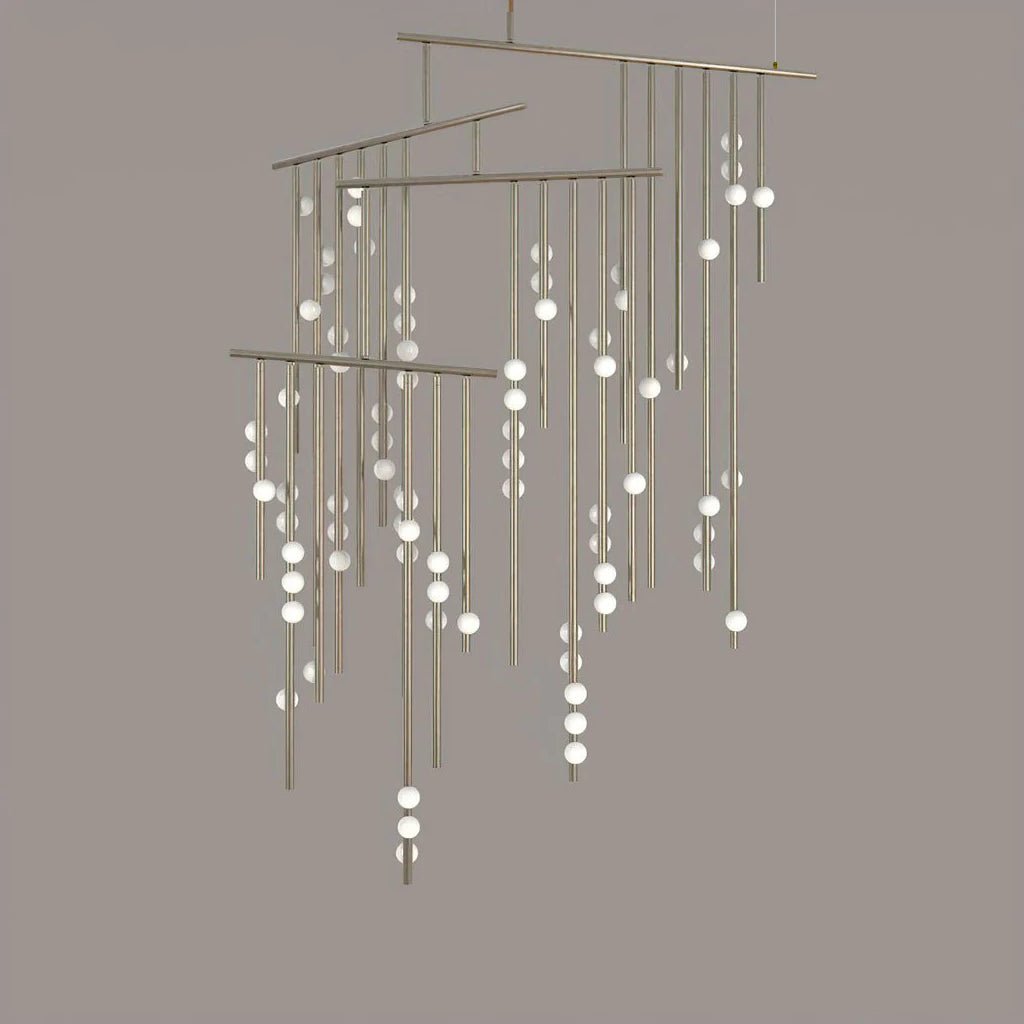 Elegant Brass Glass Drop Chandelier with Adjustable Height & LED Compa