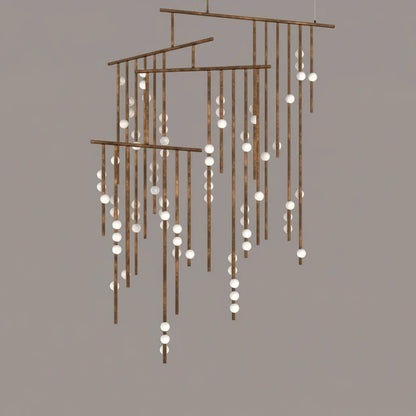 Elegant Brass Glass Drop Chandelier with Adjustable Height & LED Compa