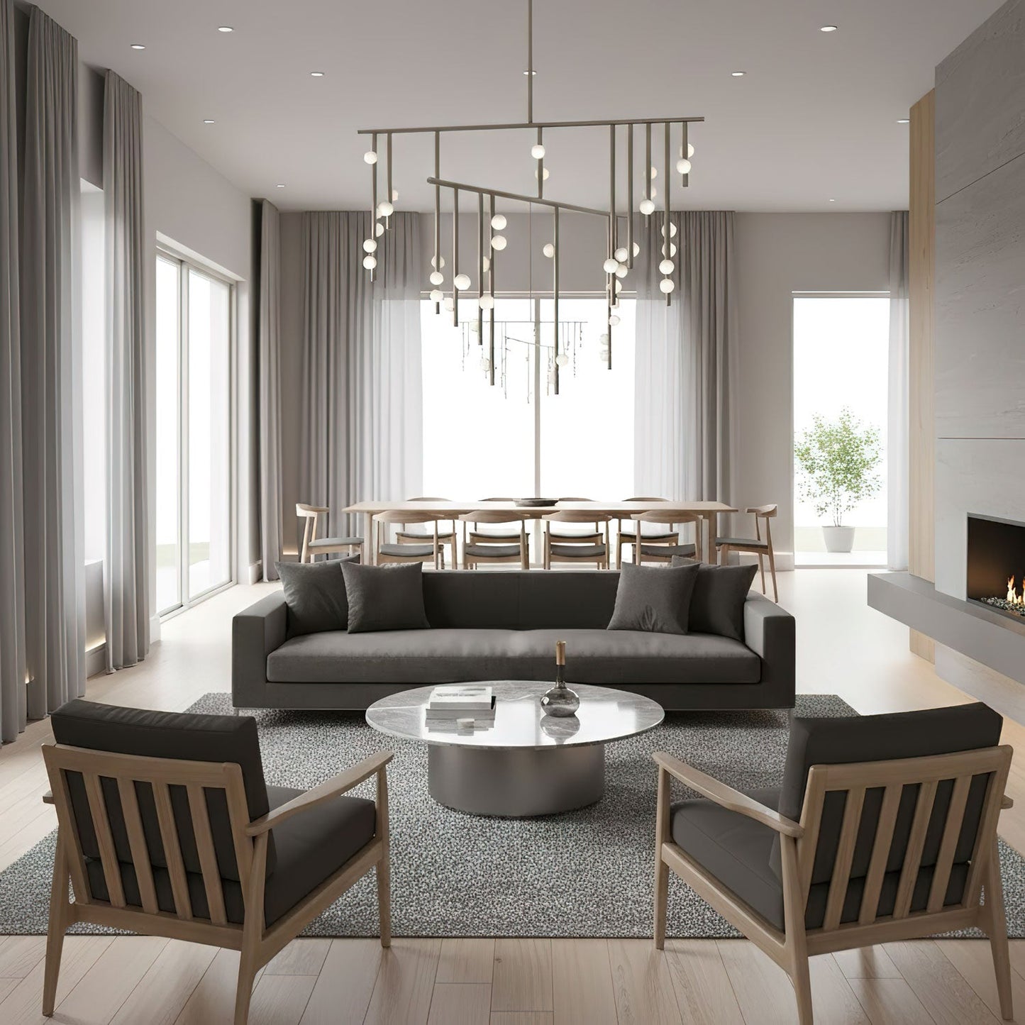 Elegant Brass Glass Drop Chandelier with Adjustable Height & LED Compa