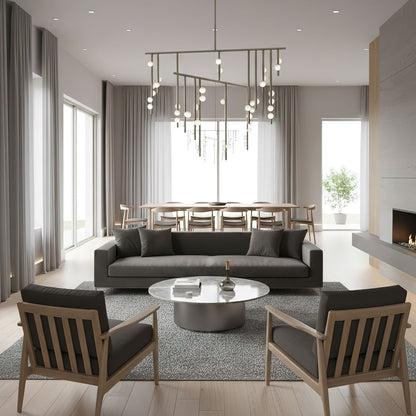 Elegant Brass Glass Drop Chandelier with Adjustable Height & LED Compa