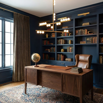 Elegant Brass Glass Drop Chandelier with Adjustable Height & LED Compa