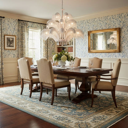 Elegant Brass Palm Leaf Crystal Chandelier with Adjustable Height & Di