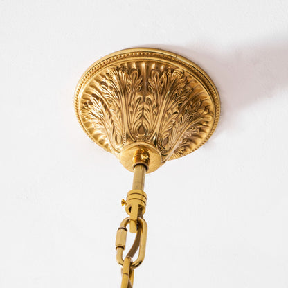 Elegant Brass Palm Leaf Crystal Chandelier with Adjustable Height & Di