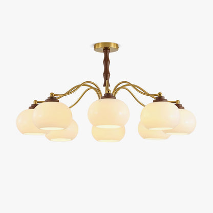 Persimmon Glass Globe Chandelier - Elegant Design & Adjustable Height