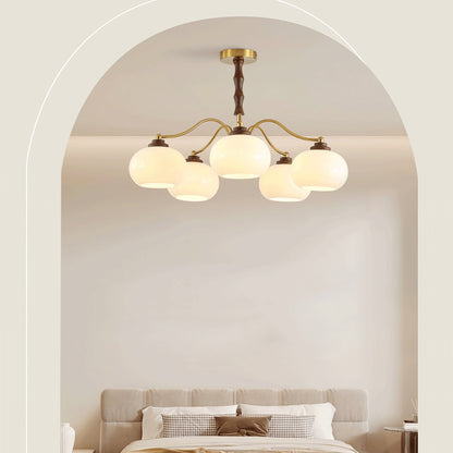 Persimmon Glass Globe Chandelier - Elegant Design & Adjustable Height