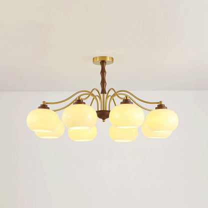 Persimmon Glass Globe Chandelier - Elegant Design & Adjustable Height