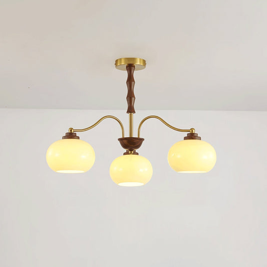 Persimmon Glass Globe Chandelier - Elegant Design & Adjustable Height