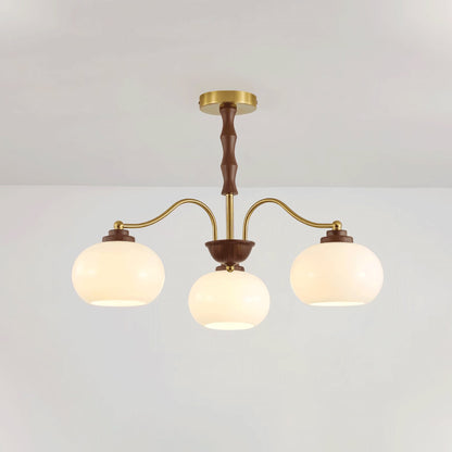 Persimmon Glass Globe Chandelier - Elegant Design & Adjustable Height