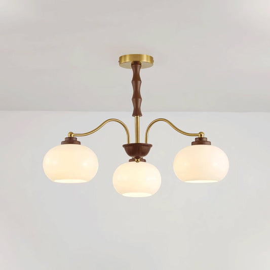 Persimmon Glass Globe Chandelier - Elegant Design & Adjustable Height