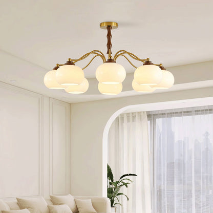 Persimmon Glass Globe Chandelier - Elegant Design & Adjustable Height
