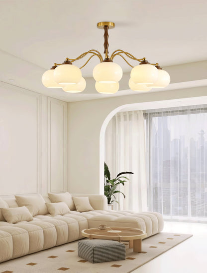 Persimmon Glass Globe Chandelier - Elegant Design & Adjustable Height