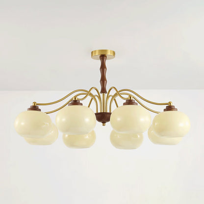 Persimmon Glass Globe Chandelier - Elegant Design & Adjustable Height