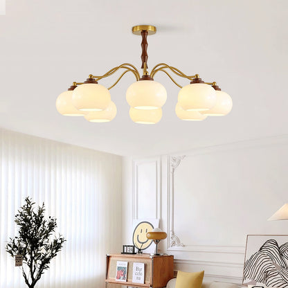 Persimmon Glass Globe Chandelier - Elegant Design & Adjustable Height