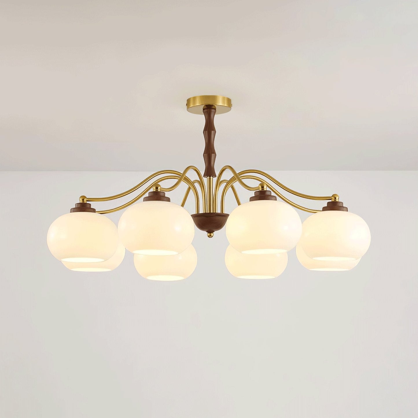 Persimmon Glass Globe Chandelier - Elegant Design & Adjustable Height