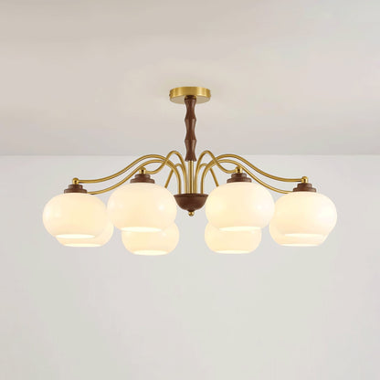 Persimmon Glass Globe Chandelier - Elegant Design & Adjustable Height