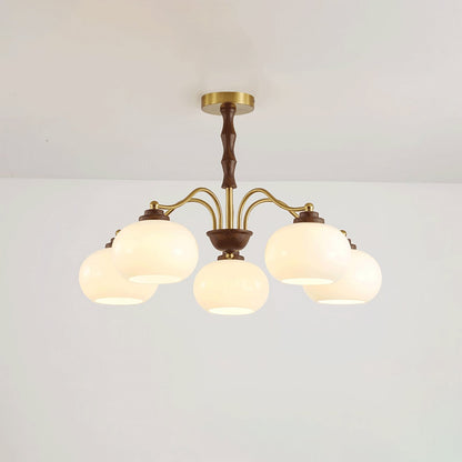 Persimmon Glass Globe Chandelier - Elegant Design & Adjustable Height