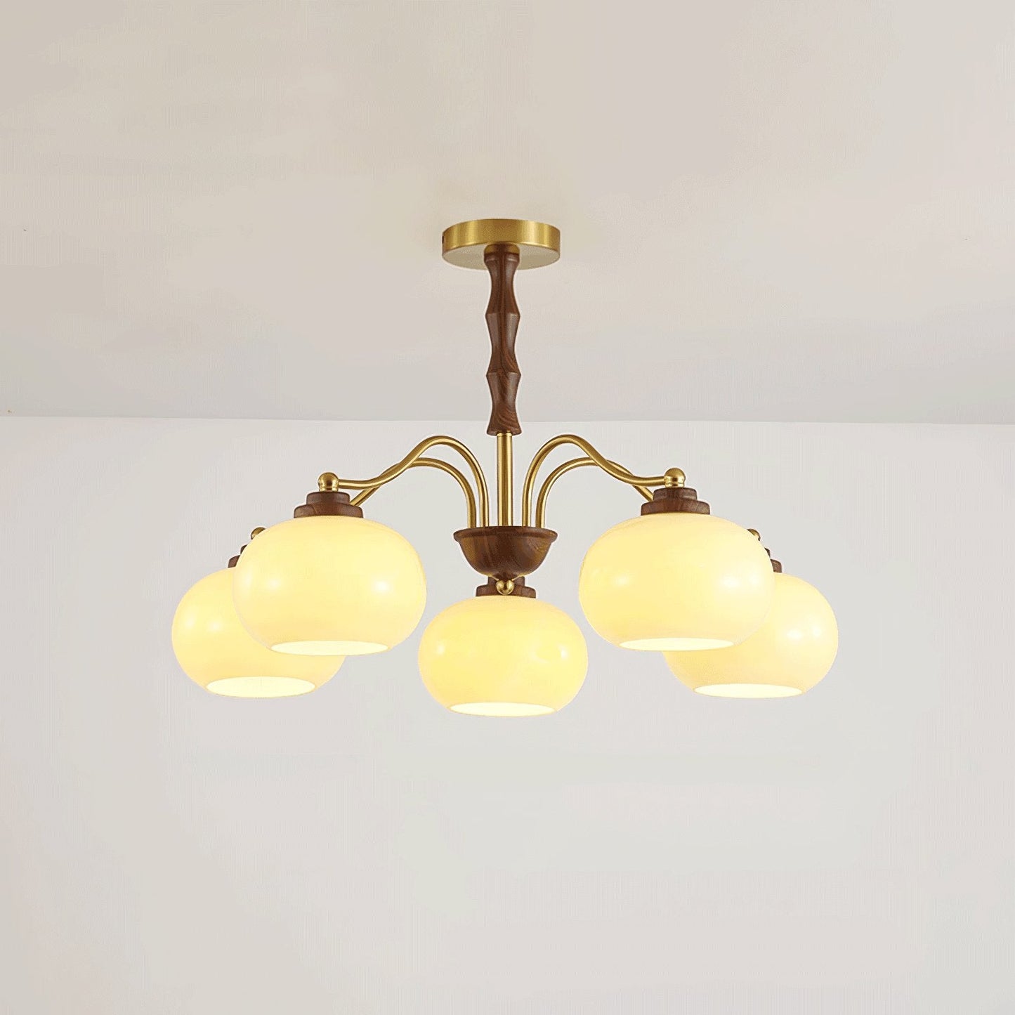 Persimmon Glass Globe Chandelier - Elegant Design & Adjustable Height