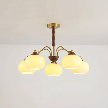 Persimmon Glass Globe Chandelier - Elegant Design & Adjustable Height
