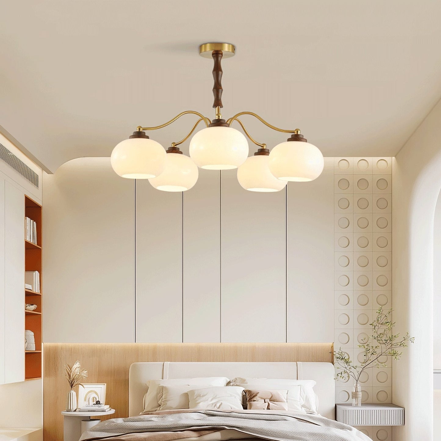 Persimmon Glass Globe Chandelier - Elegant Design & Adjustable Height