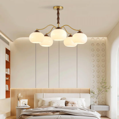 Persimmon Glass Globe Chandelier - Elegant Design & Adjustable Height