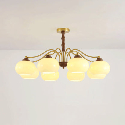 Persimmon Glass Globe Chandelier - Elegant Design & Adjustable Height