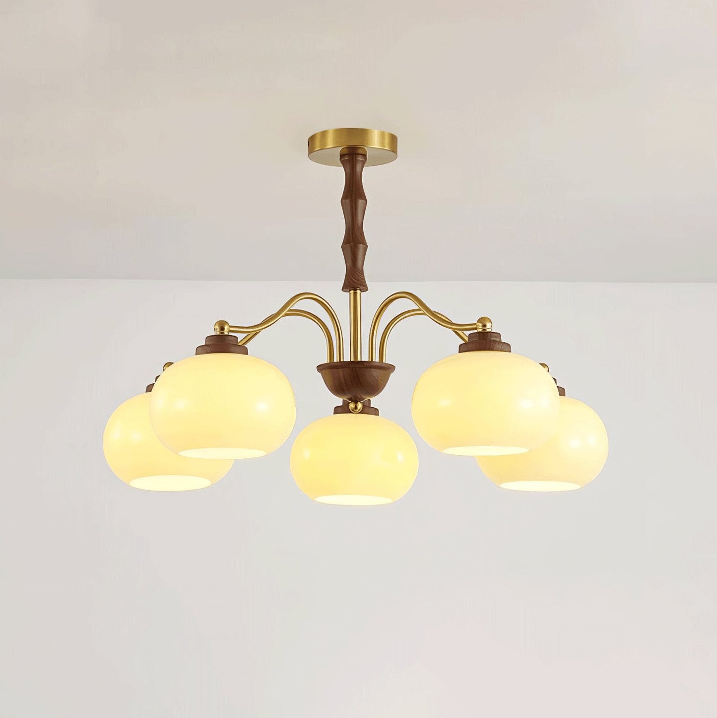Persimmon Glass Globe Chandelier - Elegant Design & Adjustable Height