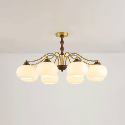 Persimmon Glass Globe Chandelier - Elegant Design & Adjustable Height