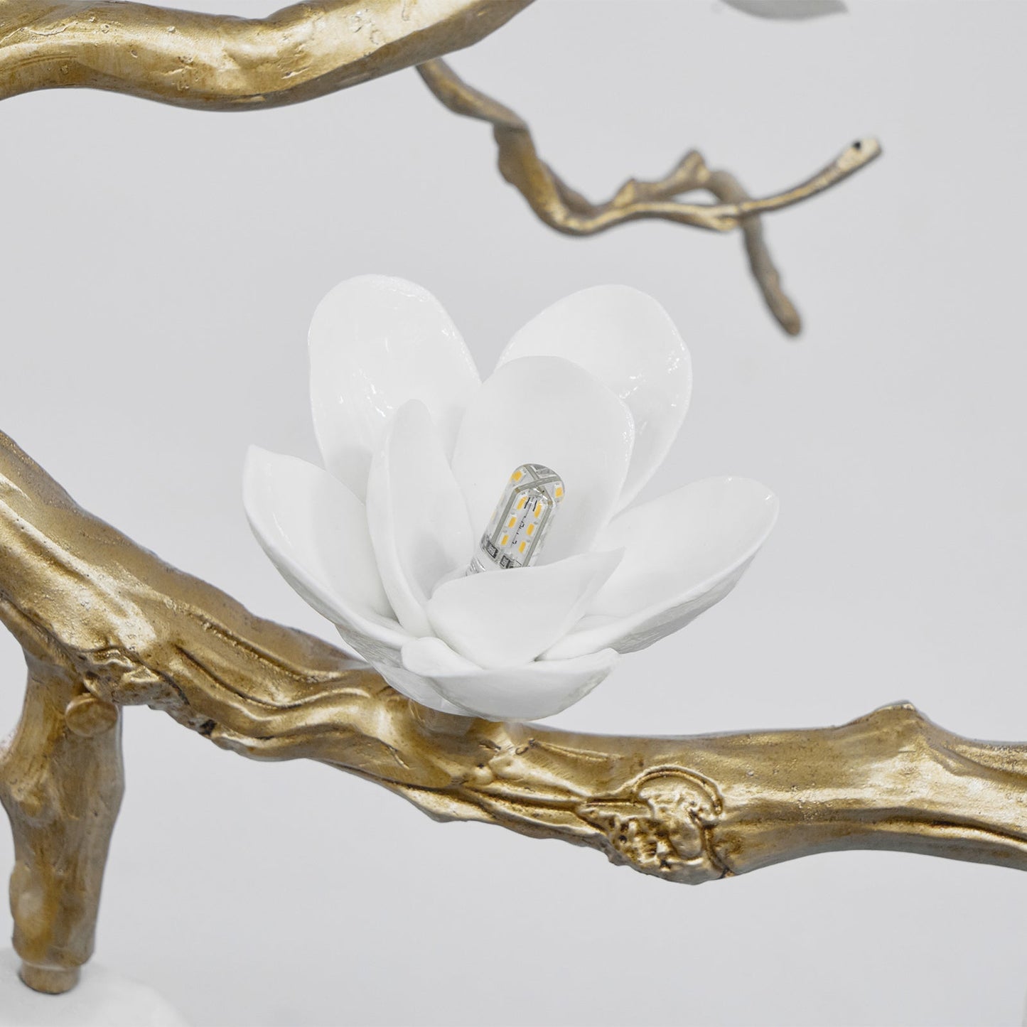 Elegant Brass Flower Branch Chandelier with Adjustable Height & Warm G
