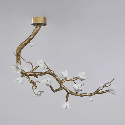 Elegant Brass Flower Branch Chandelier with Adjustable Height & Warm G
