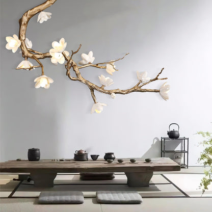 Elegant Brass Flower Branch Chandelier with Adjustable Height & Warm G