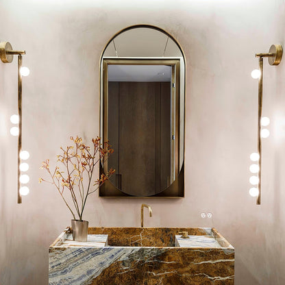 Brass Glass Tube Wall Lamp - Elegant Design with Adjustable Lighting