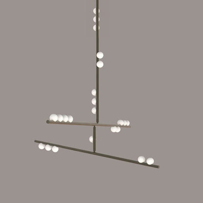 Elegant Brass Glass Drop Chandelier with Adjustable Height & LED Compa