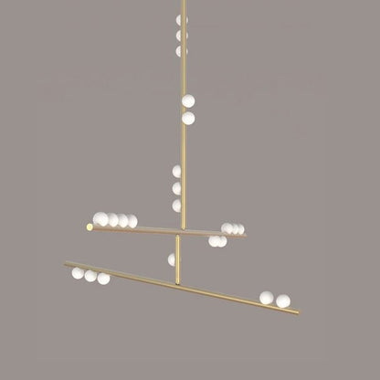 Elegant Brass Glass Drop Chandelier with Adjustable Height & LED Compa