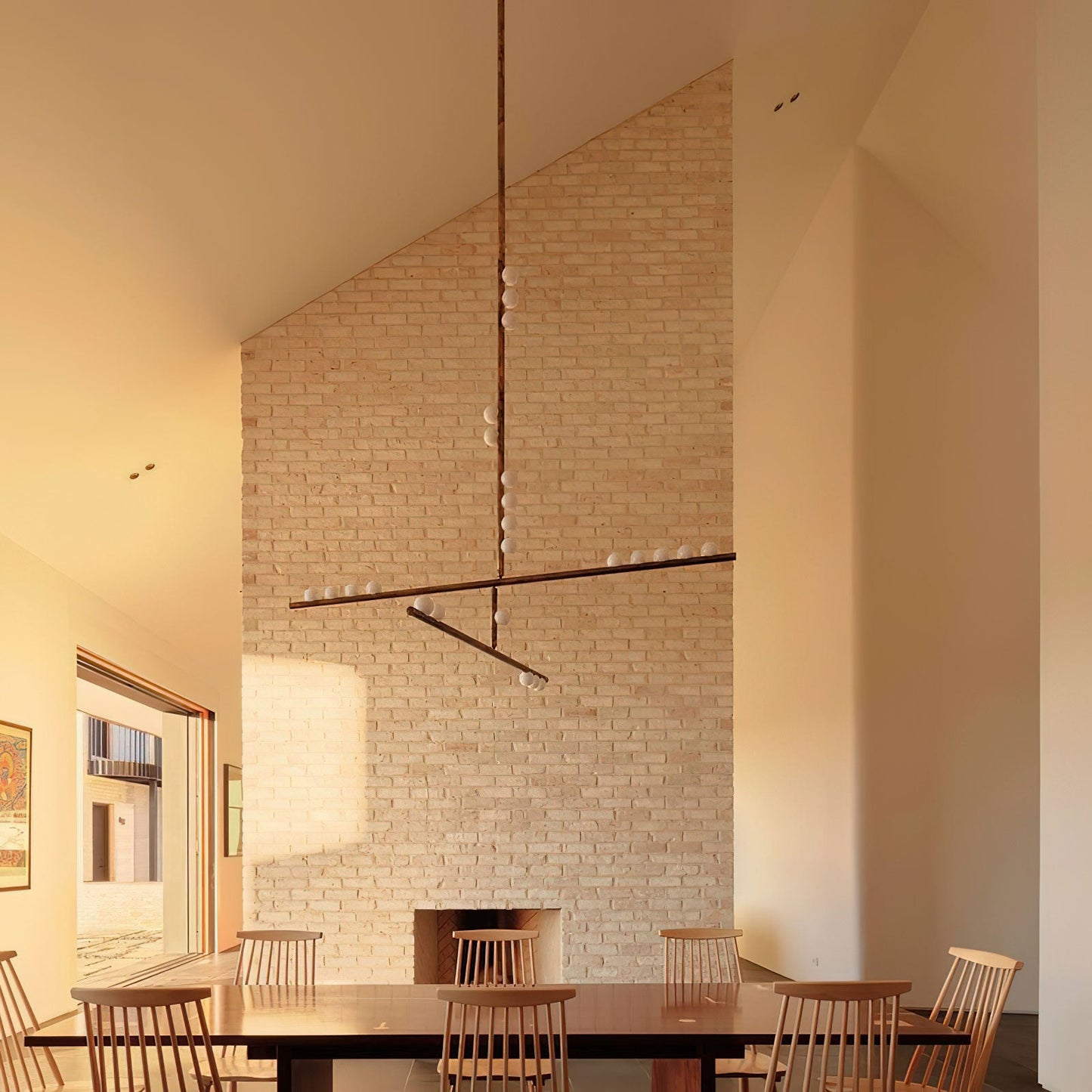 Elegant Brass Glass Drop Chandelier with Adjustable Height & LED Compa