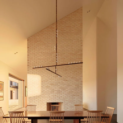 Elegant Brass Glass Drop Chandelier with Adjustable Height & LED Compa