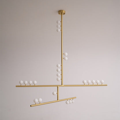 Elegant Brass Glass Drop Chandelier with Adjustable Height & LED Compa