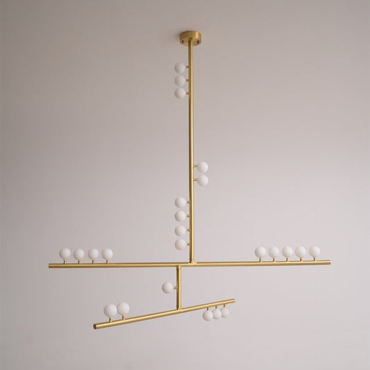 Elegant Brass Glass Drop Chandelier with Adjustable Height & LED Compa