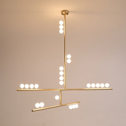 Elegant Brass Glass Drop Chandelier with Adjustable Height & LED Compa