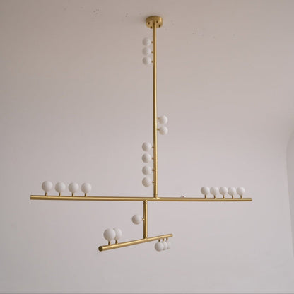 Elegant Brass Glass Drop Chandelier with Adjustable Height & LED Compa