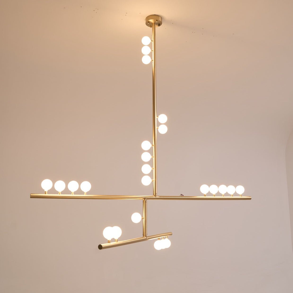 Elegant Brass Glass Drop Chandelier with Adjustable Height & LED Compa