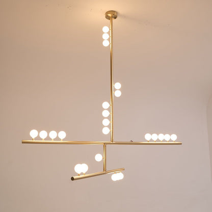 Elegant Brass Glass Drop Chandelier with Adjustable Height & LED Compa