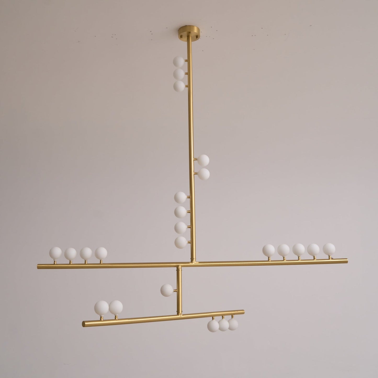 Elegant Brass Glass Drop Chandelier with Adjustable Height & LED Compa