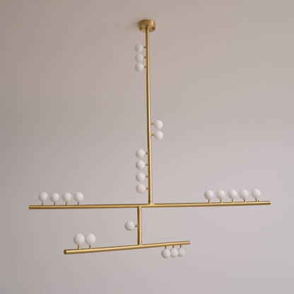 Elegant Brass Glass Drop Chandelier with Adjustable Height & LED Compa