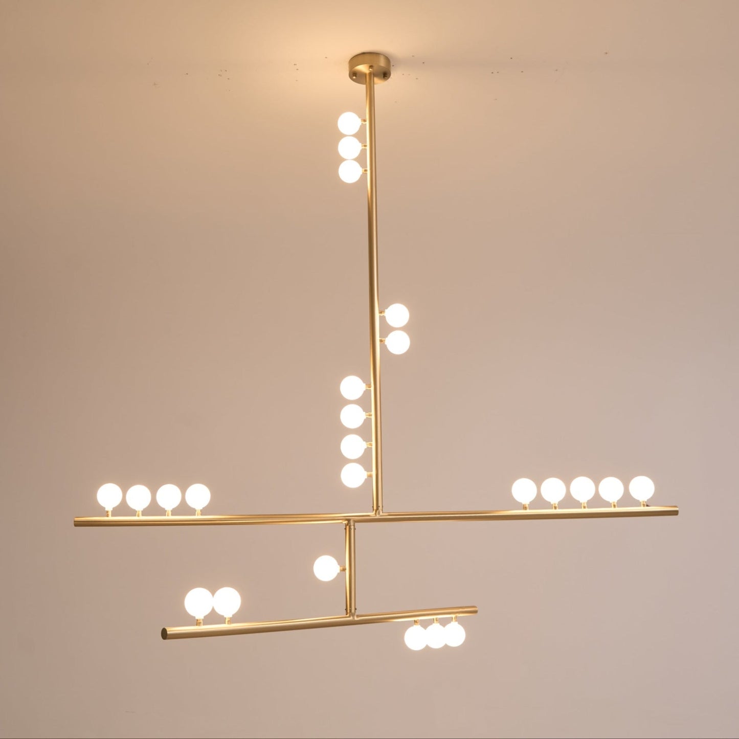 Elegant Brass Glass Drop Chandelier with Adjustable Height & LED Compa