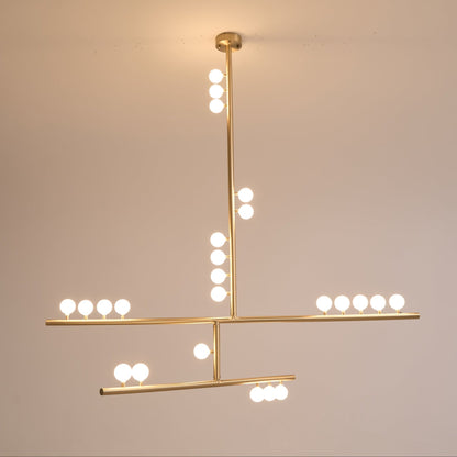 Elegant Brass Glass Drop Chandelier with Adjustable Height & LED Compa